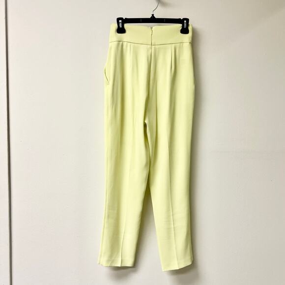 Pinko Natalia High Waisted Pleated Crepe Ankle Trouser Pants Yellow Womens US 4 - Picture 3 of 6